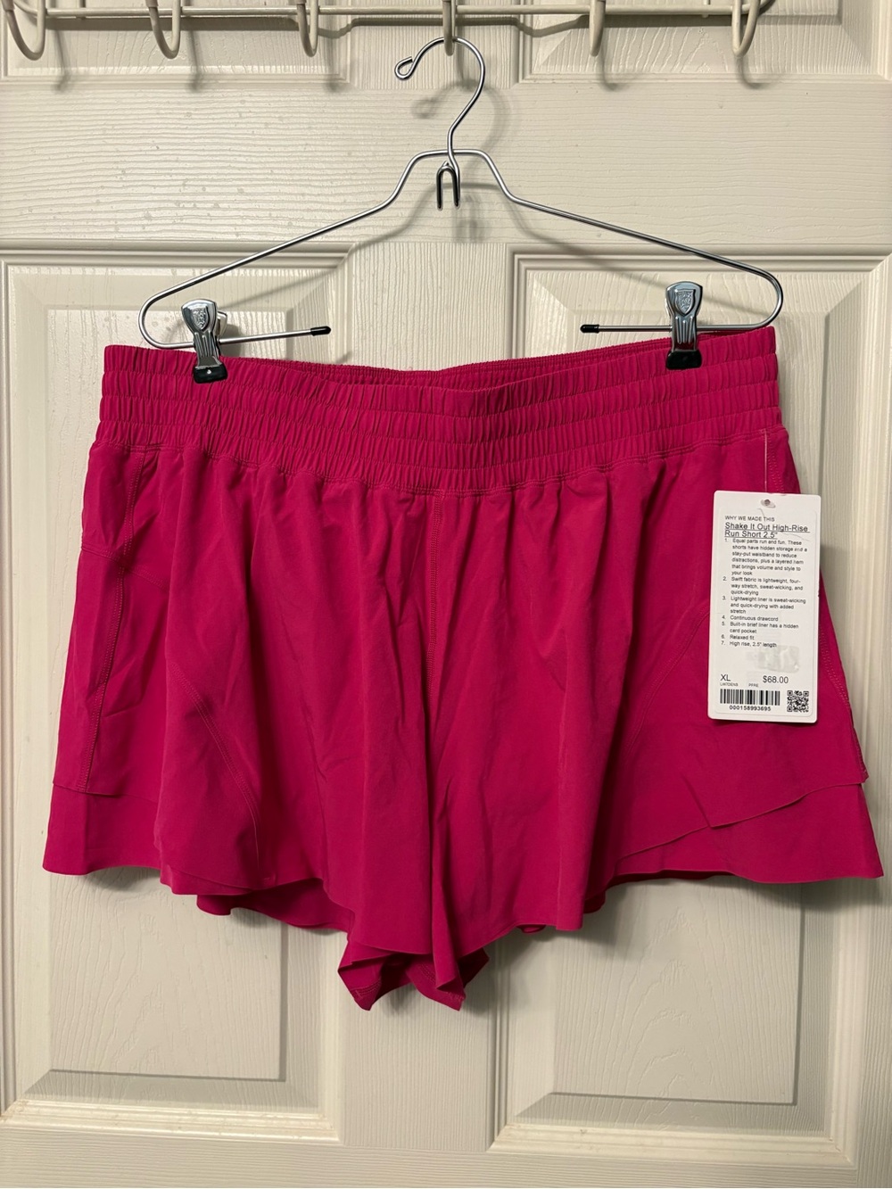 NWT Women’s Lululemon Shake It Out High-Rise Run Short 2.5" Bright Pink XL $68